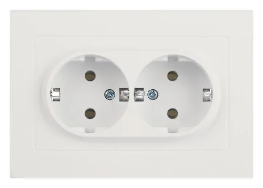 Розетка 2-м СП Accent 6-205-01М 16А IP20 250В 2P+E Schuko AL/CU бел. матов. Intro Б0063487