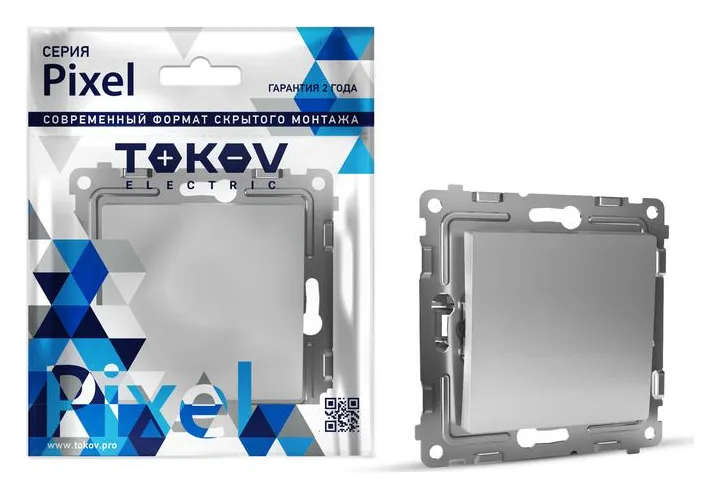 Выключатель 1-кл. СП Pixel 10А IP20 механизм алюм. TOKOV ELECTRIC TKE-PX-V1-C03