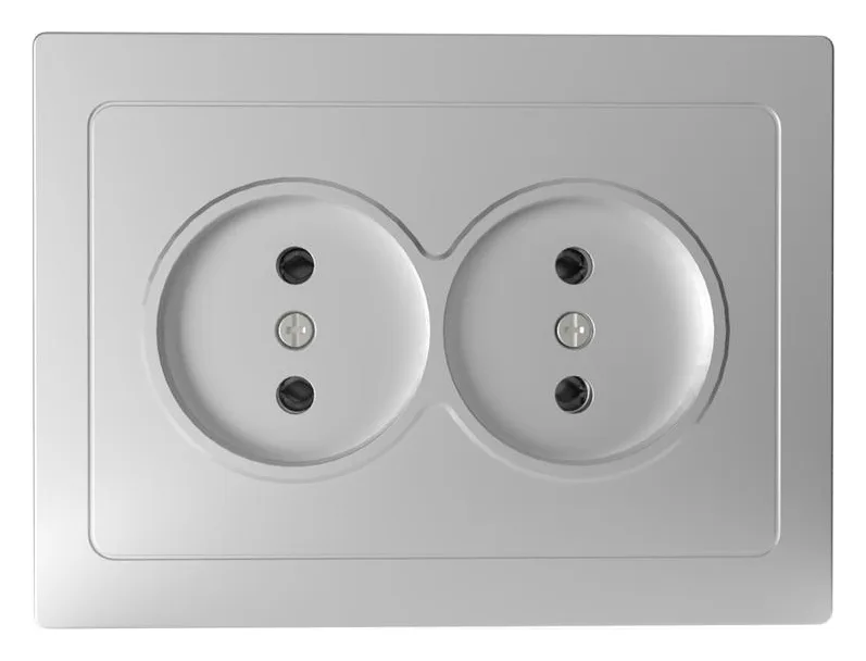 Розетка 2-м СП Pixel 16А IP20 без заземл. в сборе алюм. TOKOV ELECTRIC TKE-PX-R2F-C03