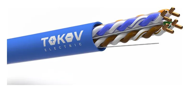 Кабель витая пара U/UTP 4х2х23AWG(0.57мм) кат.6 нг(А)-HF (LSZH) indoor Fluked tested 305м (м) PRO TOKOV ELECTRIC TKP-C08-U/UTP-42-6-305-LSZH