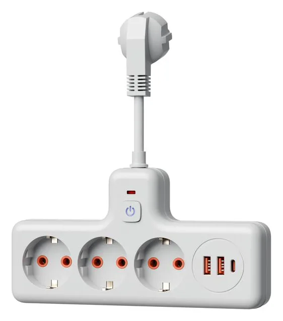 Удлинитель с сетевым фильтром 3х0.3м 10А 2USB + 1USBC 2500Вт ПВС 3х1 компакт бел. КОСМОС FRKsm0.3m-3g(W)USB