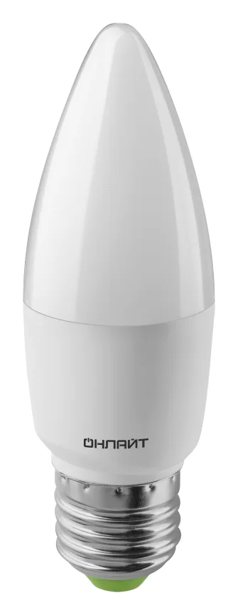 Лампа светодиодная 61 961 OLL-C37-10-230-6.5K-E27-FR 10Вт свеча 6500К холод. бел. E27 1000лм 176-264В ОНЛАЙТ 61961