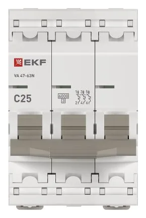 Выключатель автоматический 3п C 25А 6кА ВА 47-63N PROxima EKF M636325C