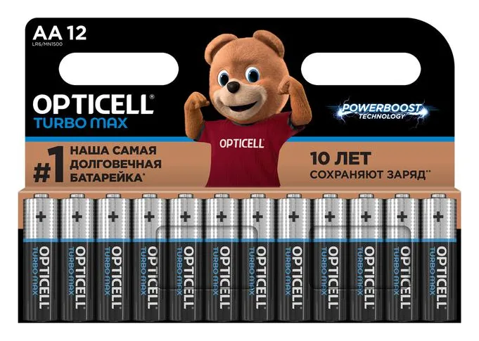 Элемент питания алкалиновый AA/LR6 (блист. 12шт) Turbo Max Opticell 6053009