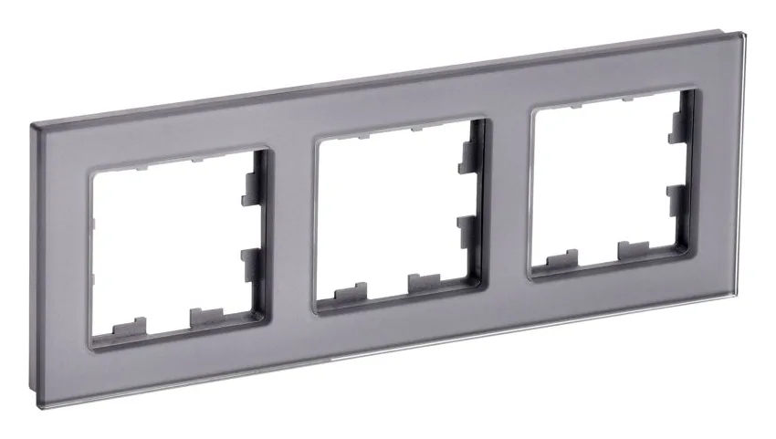 Рамка 3-м BRITE РУ-3-2-БрСе стекло сер. IEK BR-M32-G-K03