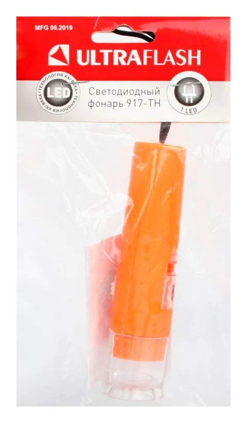Фонарь 917-TH (1LED 1 режим 3хAG10; блист-пакет; оранж.) Ultraflash 12415