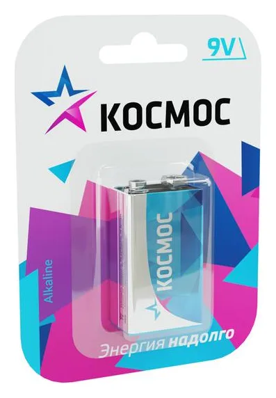 Элемент питания алкалиновый "крона" 6LR61 Максимум BP-1 (блист.1шт) КОСМОС KOC6LR61MAX1BL