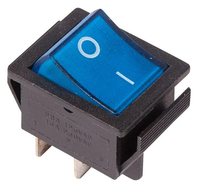 Выключатель клавишный 250В 16А (4с) ON-OFF син. с подсветкой (RWB-502 SC-767 IRS-201-1) Rexant 36-2331
