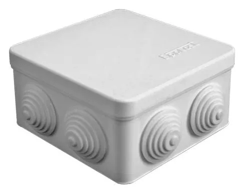 Коробка распределительная ОП 105х105х56мм IP54 7 выходов 4 гермоввода крышка защелкивающаяся сер. Epplast 100012