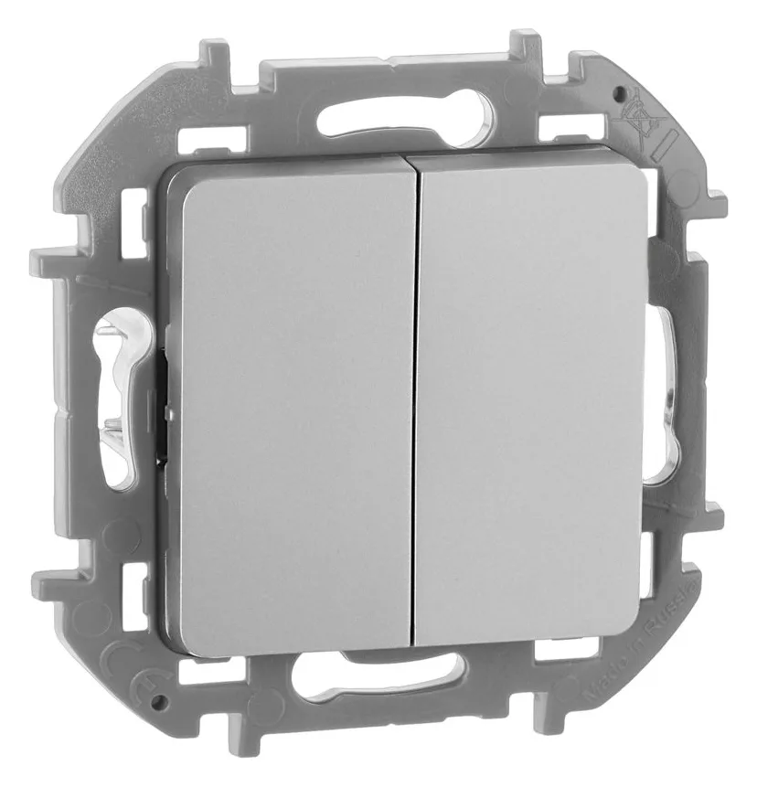 Выключатель 2-кл. Inspiria 10А IP20 250В 10AX механизм алюм. IEK 673622