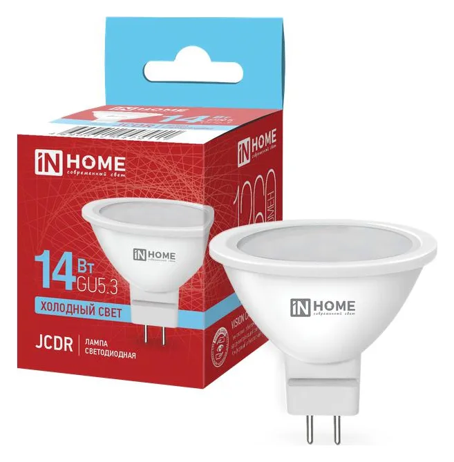 Лампа светодиодная LED-JCDR-VC 14Вт GU5.3 6500К 1260лм IN HOME 4690612047911