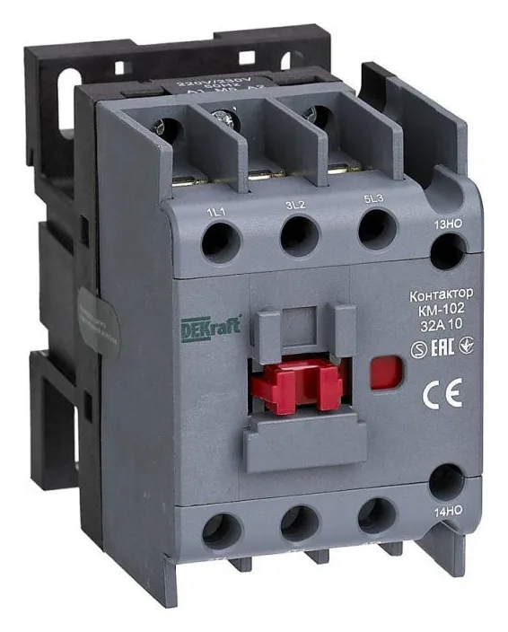 Контактор 32А 230В AC АС3 АС4 1НО+1НЗ КМ-102 DEKraft 21928DEK