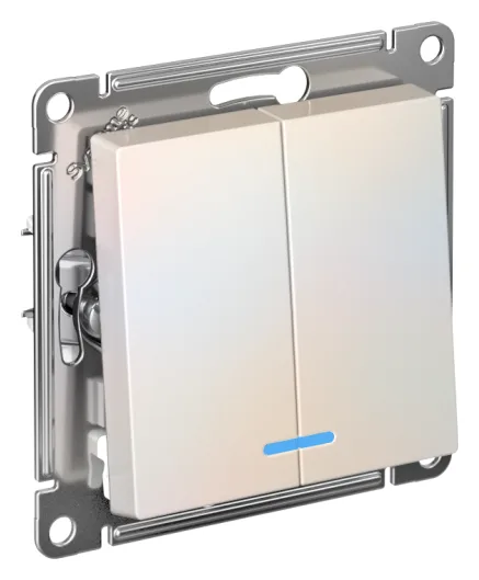 Выключатель 2-кл. СП AtlasDesign 10А IP20 (сх. 5а) 10AX с подсветкой механизм жемчуж. SE ATN000453