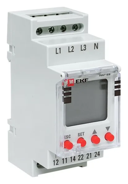 Реле контроля фаз с LCD дисплеем RKF-2S (с нейтралью) EKF rkf-2s