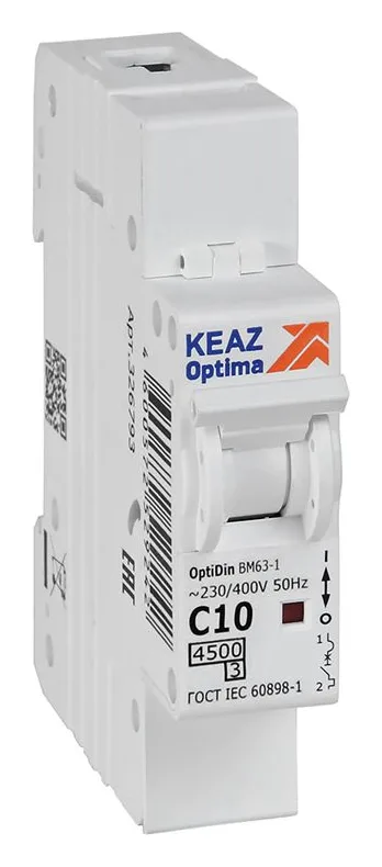 Выключатель автоматический модульный 1п C 10А 4.5кА OptiDin BM63-1C10-4.5-УХЛ3 КЭАЗ 326793