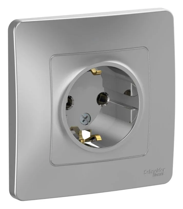 Розетка 1-м СП Blanca 16А IP20 250В с заземл. без защ. шторок алюм. SE BLNRS001013