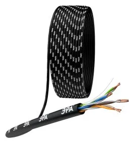 Кабель витая пара U/UTP кат.5E 4х2х24AWG solid CU PE Outdoor черн. (м) U-4-PE Эра Б0044431