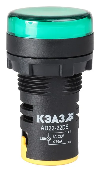 Лампа AD22DS(LED) матрица 22мм 230В зел. КЭАЗ 238693