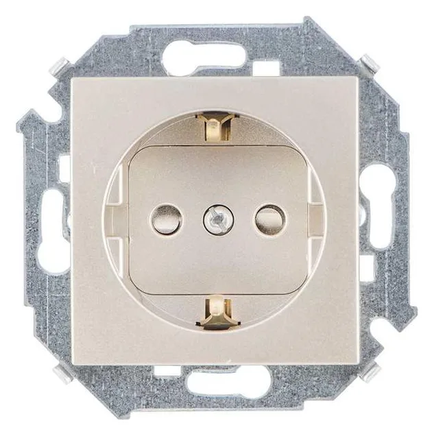 Розетка Simon 15 16А 250В 2P+E с заземл. Schuko защ. шторки винтов. клеммы механизм шампань Simon 1591443-034