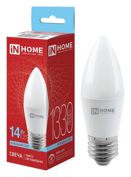 Лампа светодиодная LED-СВЕЧА-VC 14Вт E27 6500К 1330лм IN HOME 4690612047751