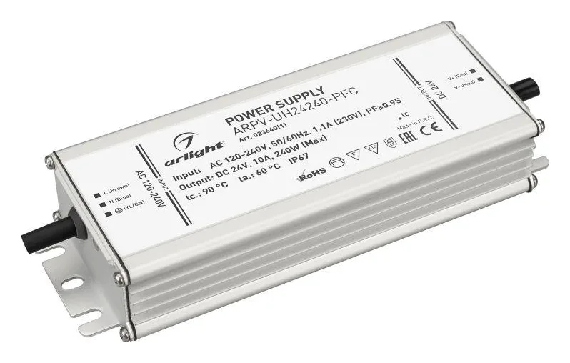 Блок питания ARPV-UH24240-PFC 24В 10.0А 240Вт IP67 металл Arlight 023640(1)