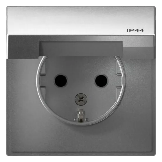 Розетка ArtGallery 16А IP44 с заземл. защ. шторки с крышкой механизм алюм. SE GAL440346