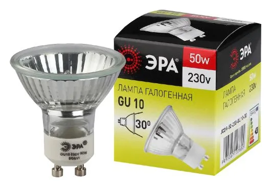 Лампа галогенная GU10-JCDR (MR16) -50W-230V ЭРА C0027386