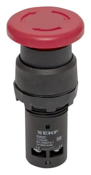 Кнопка SW2C-11MZ повор. гриб кр. NO+NC EKF sw2c-mz-r