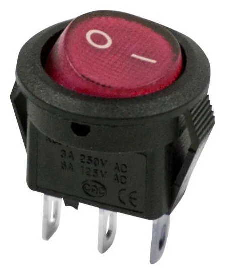 Выключатель клавишный круглый 250В 3А (2с) ON-OFF Micro RWB-105 SC-214 красн. Rexant 36-2511