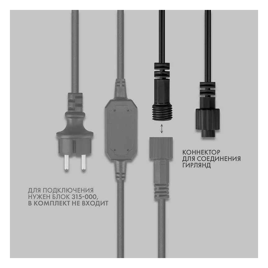 Гирлянда светодиодная "Айсикл" (бахрома) 4х0.6м 128LED тепл. бел. 10Вт 230В IP67 эффект мерцания провод каучук черн. (нужен шнур питания 315-000) Neon-Night 255-236