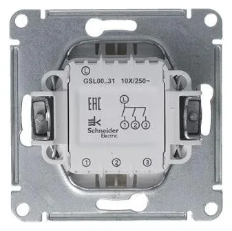 Выключатель 3-кл. СП Glossa 10А IP20 (сх. 3) 10AX механизм платина SE GSL001231