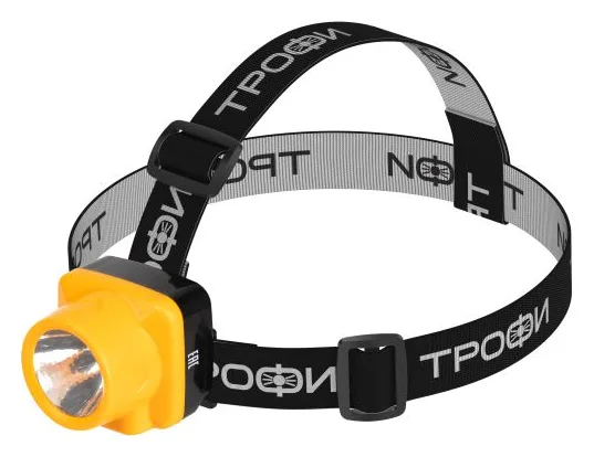 Фонарь аккумуляторный налобный TG1 1LED яркий аккум. 4В 0.5А.ч ЗУ 220В Трофи Б0053033
