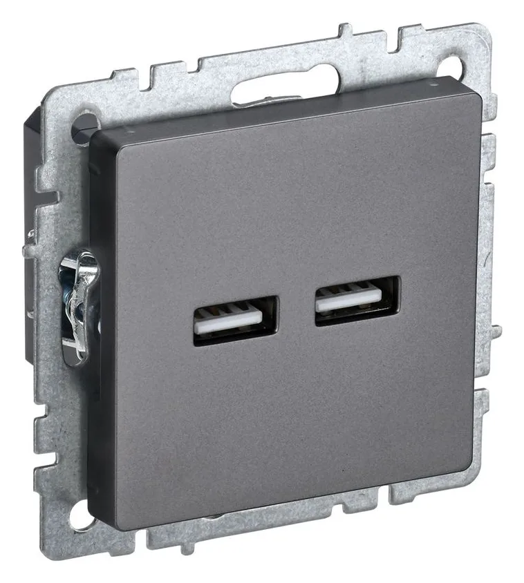 Розетка BRITE USB A+A 3.1А РЮ10-1-БрС механизм сталь IEK BR-U21-D31-K46