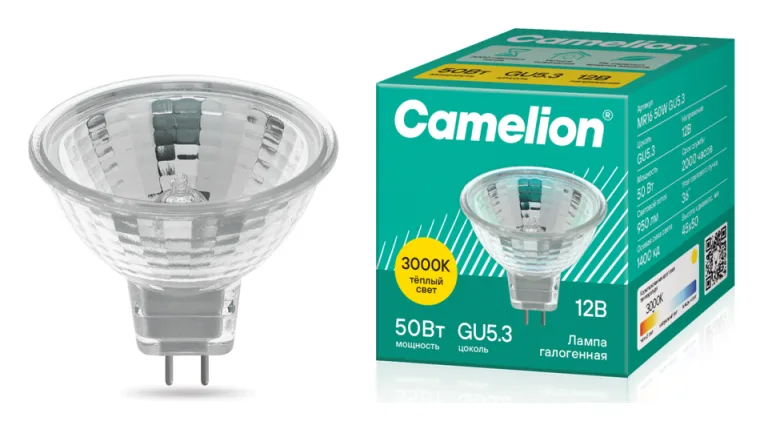 Лампа галогенная MR16 50Вт 12В Camelion 3060