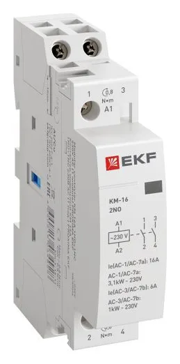 Контактор модульный КМ 16А 2NО (1 мод.) EKF km-1-16-20