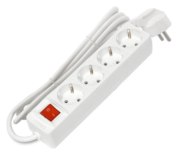 Удлинитель 4х1.5м с заземл. 16А IP20 3х1 с выкл. бел. Союз 2792
