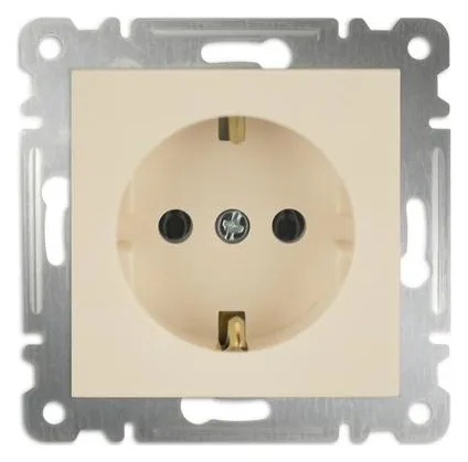 Розетка 1-м СП Karea 16А IP20 с заземл. механизм крем. Makel 57010028
