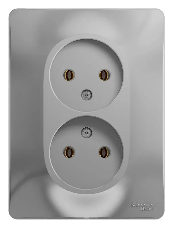 Розетка 2-м СП Glossa 16А IP20 без заземл. в сборе алюм. SE GSL000320