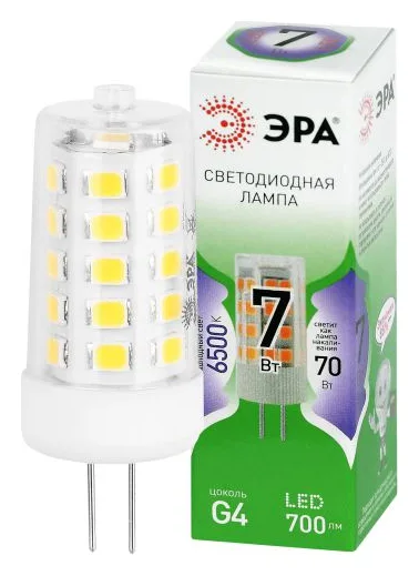 Лампа светодиодная GREEN LINE LED G4-JC-7W-865-12V GL G4 7Вт капсула 6500К холод. бел. Эра Б0067194