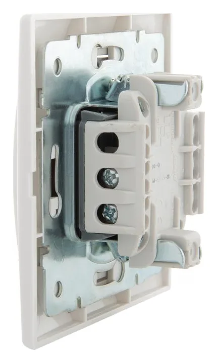 Переключатель проходной 1-кл. СП Mira 10А IP20 с бел.вставкой бел. LEZARD 701-0202-105