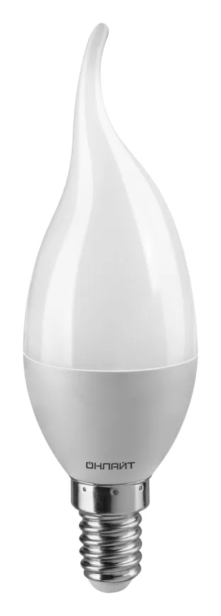 Лампа светодиодная 61 963 OLL-FC37-10-230-4K-E14-FR 10Вт свеча на ветру 4000К нейтр. бел. E14 1000лм 176-264В ОНЛАЙТ 61963