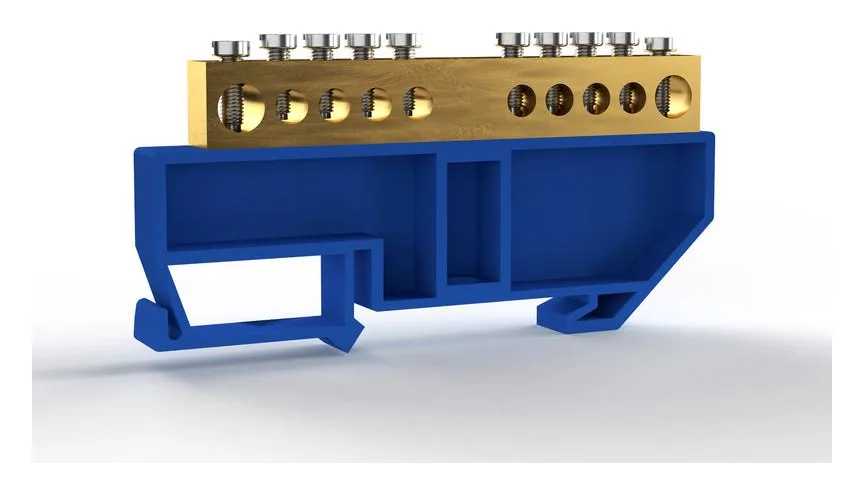Шина нулевая на DIN-изоляторе 8х12мм 10 отвер. латунь TOKOV ELECTRIC TKE-BCB-812-10-DIN/N
