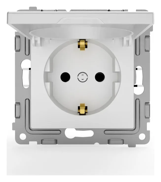 Розетка 1-м СП Pixel 16А IP20 с заземл. защ. шторки с крышкой механизм бел. TOKOV ELECTRIC TKE-PX-R1ZSW1-C01