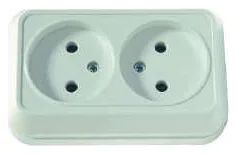 Розетка 2-м ОП 16А IP20 без заземл. бел. Makel 45117