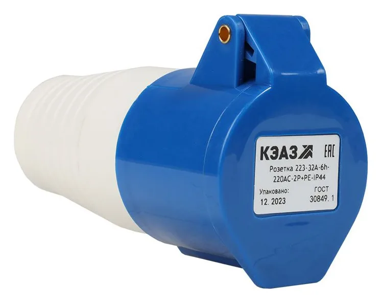 Розетка кабельная 213 16А 220AC 2P+PE 6ч IP44 КЭАЗ 222744