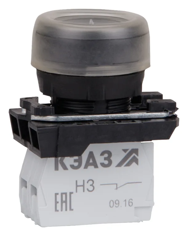 Кнопка КМЕ4602м черн. 0но+2нз цилиндр IP65 КЭАЗ 332056