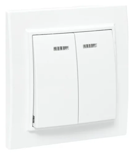 Выключатель 2-кл. СП Минск 10А IP20 с индикатором бел. Basic EKF ERV10-123-10
