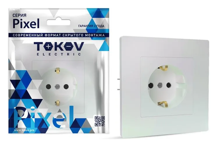 Розетка 1-м СП Pixel 16А IP20 с заземл. защ. шторки в сборе перламутр. TOKOV ELECTRIC TKE-PX-R1FZSF-C04