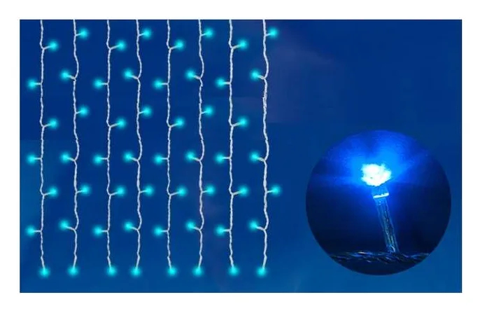 Занавес светодиодный ULD-C2030-240/TWK BLUE IP67 с эффектом мерцания 3х2м соединяемый 240LED cиний свет провод бел. Uniel UL-00001358