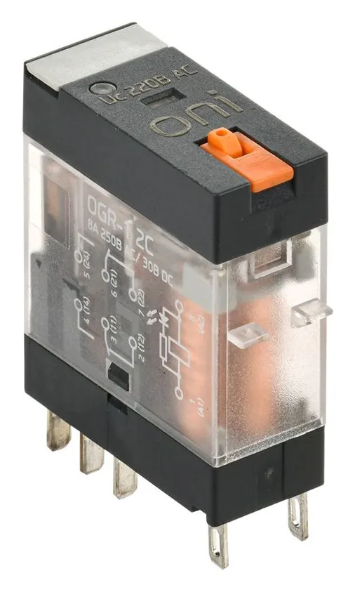 Реле общего назначения OGR-1 2C 220В AC с LED и тест. кнопкой ONI OGR-1-2C-AC220V-L-B